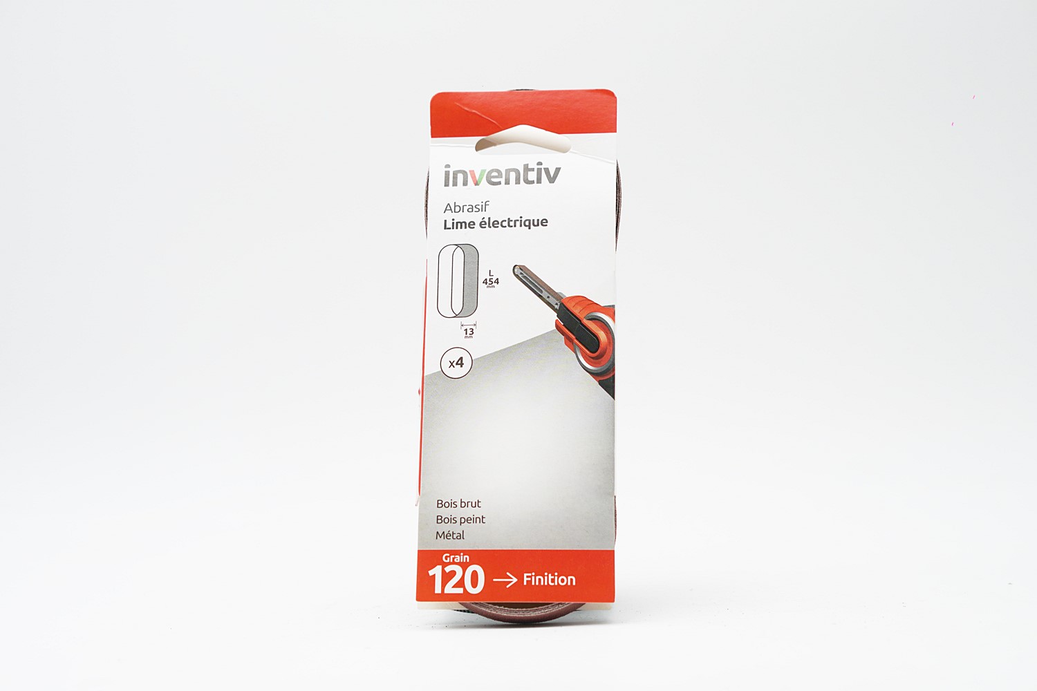 4 bandes abrasif ponceuse à bande 13x454mm Grain 120 - INVENTIV
